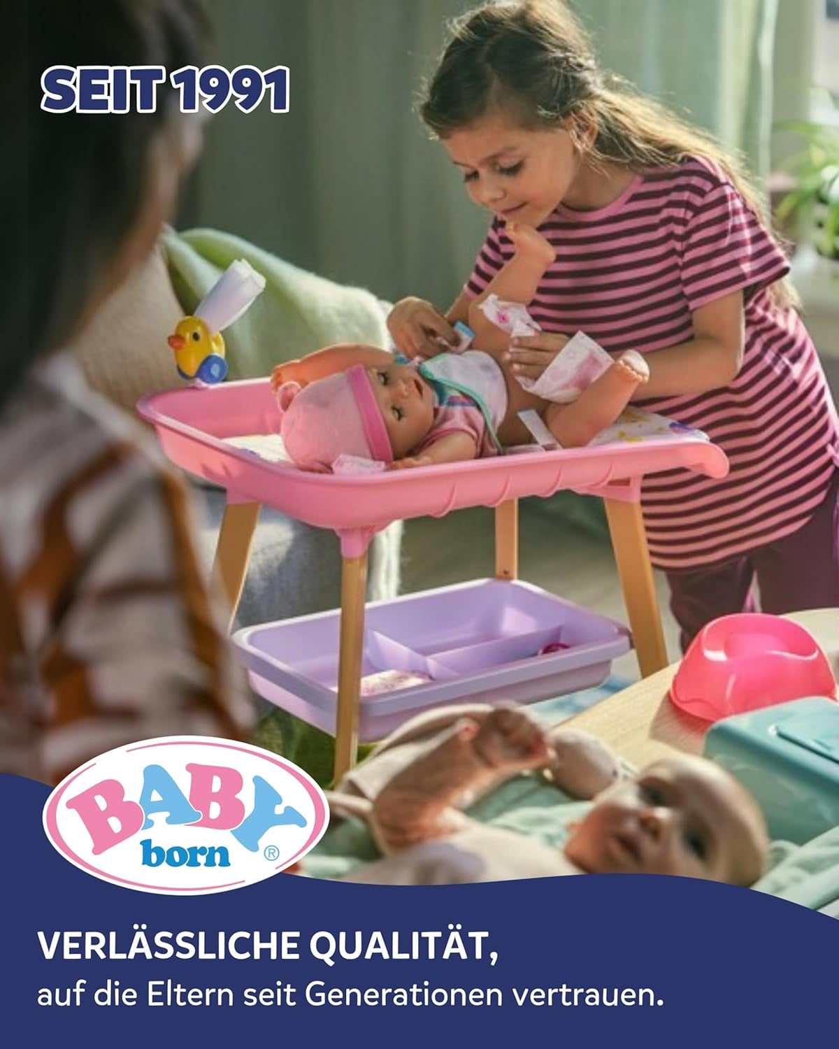 BABY Born Emma in junglestijl - Pop 43 cm groot - 10 functies Inclusief accessoires en jurkje in unisex kleuren - Werkt zonder batterijen - Geschikt voor kinderen vanaf 3 jaar Naty Shop Dolls