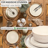 SÄNGER Key West | Serviesset van steengoed 24-delige dinerbordenset voor 6 6 dinerborden Mueslischalen Dessertborden Pastaschalen Crème Serviesgoed met zandtextuur | DE WAARDE-COLLECTIE