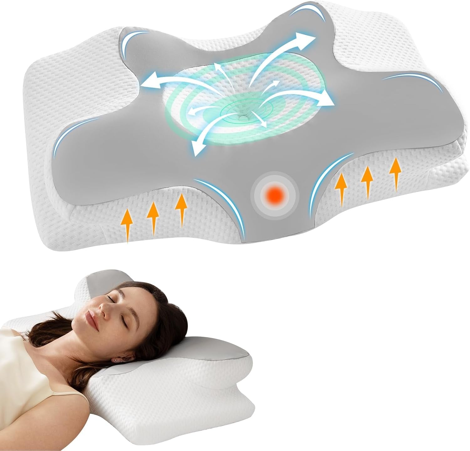 Homyrium Ergonomisch nekkussen Orthopedisch kussen Memory Foam Neksteunkussen Anti-snurkkussen Zijslaper Rugbuikkussen Grijs Cervicale orthopedische kussens Naty Shop Grijs
