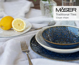 MÄSER 935079 Moderne vintage serviesset voor 2 personen, Moors design, 8-delig servies, hoogwaardige keramische borden en schalen, steengoed, wit