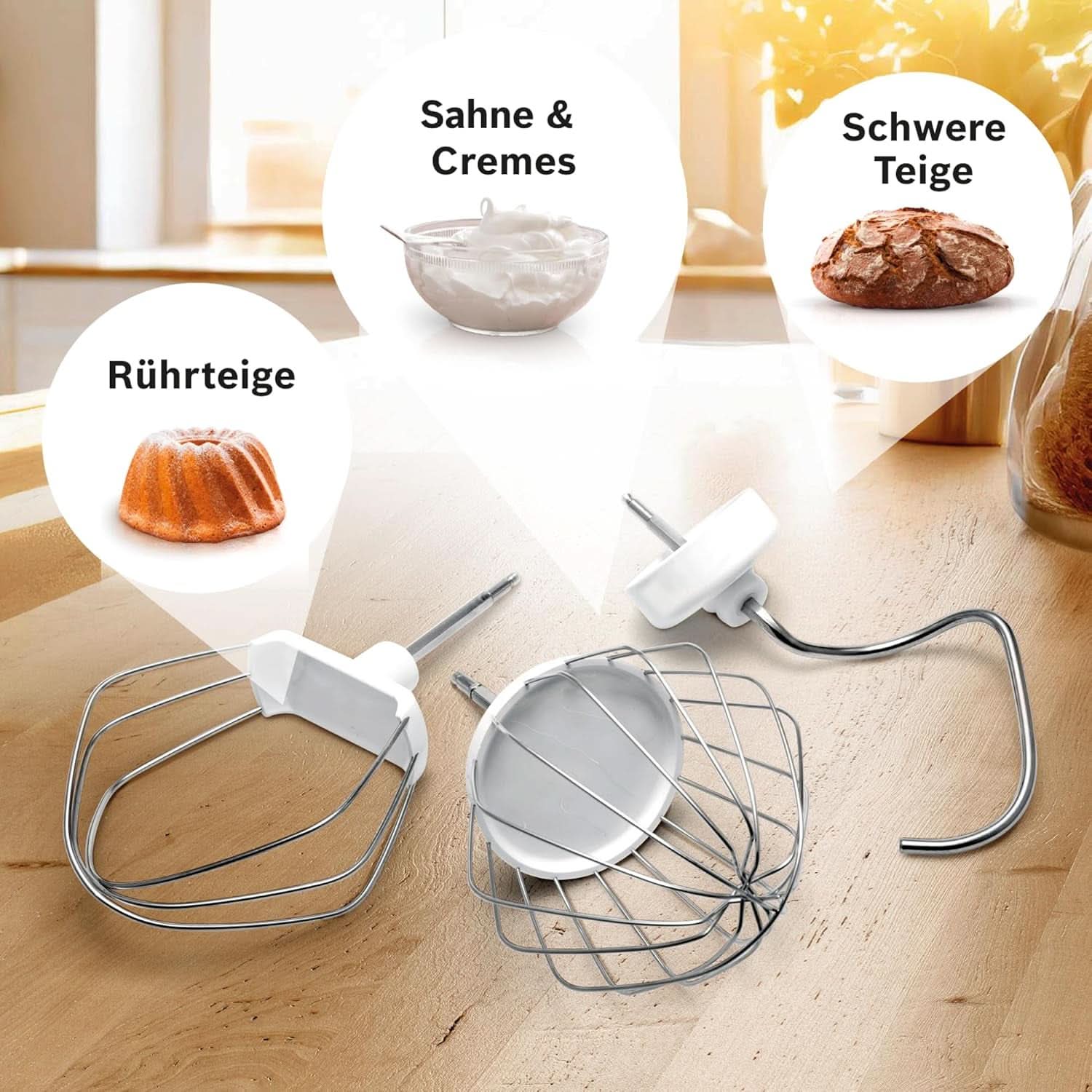 Bosch Küchenmaschine Serie 2 MUMS2EW00, Edelstahl-Schüssel 3.8 L, Planetenrührwerk, Knethaken, Schlag-, Rührbesen Edelstahl, 4 Arbeitsstufen, Durch Optionele Zubehör Erweiterbar, 700W, Weiß Kitchen Naty Shop