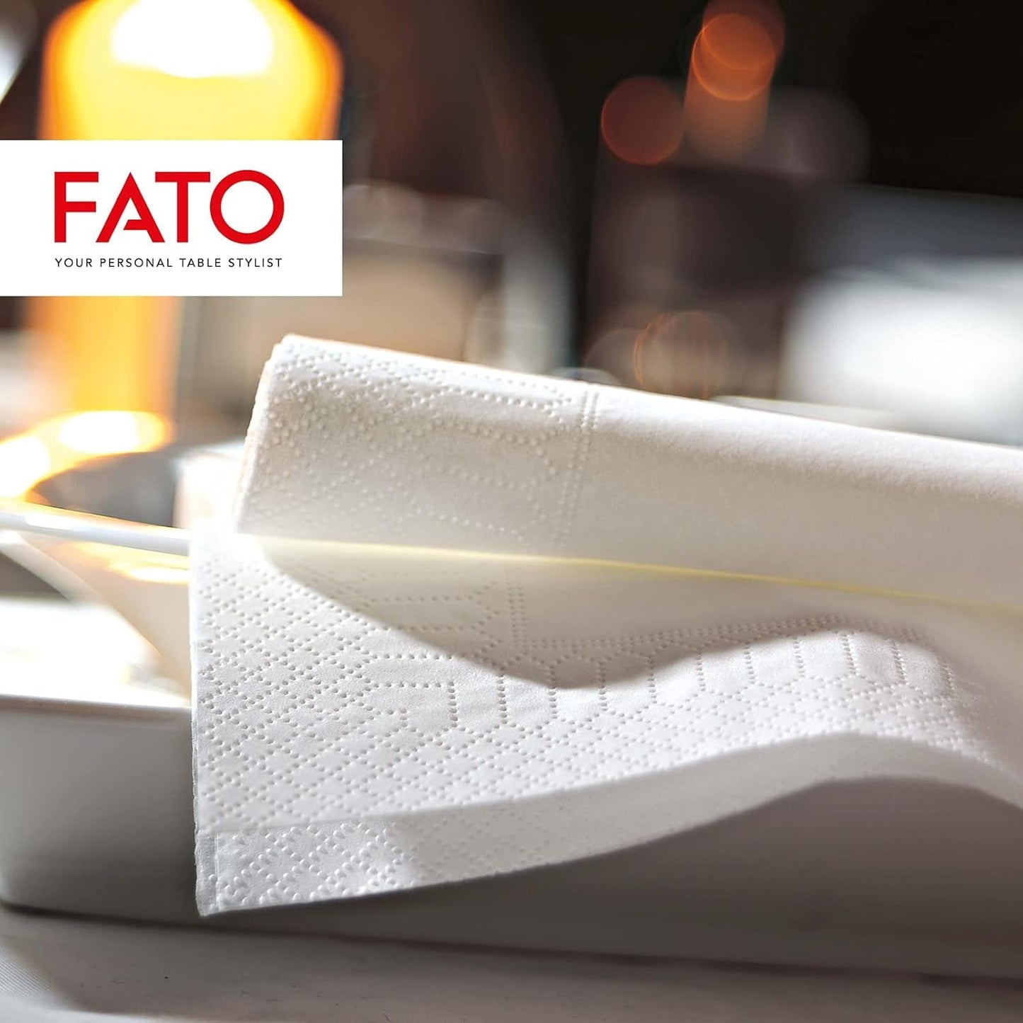 , Papieren wegwerpservetten, ideaal voor hapjes en cocktails, verpakking van 100 servetten, maat 24X24, 4 vouwen, 2-laags, wit, 100% puur cellulosepapier, FSC-gecertificeerd (verpakking van 6)