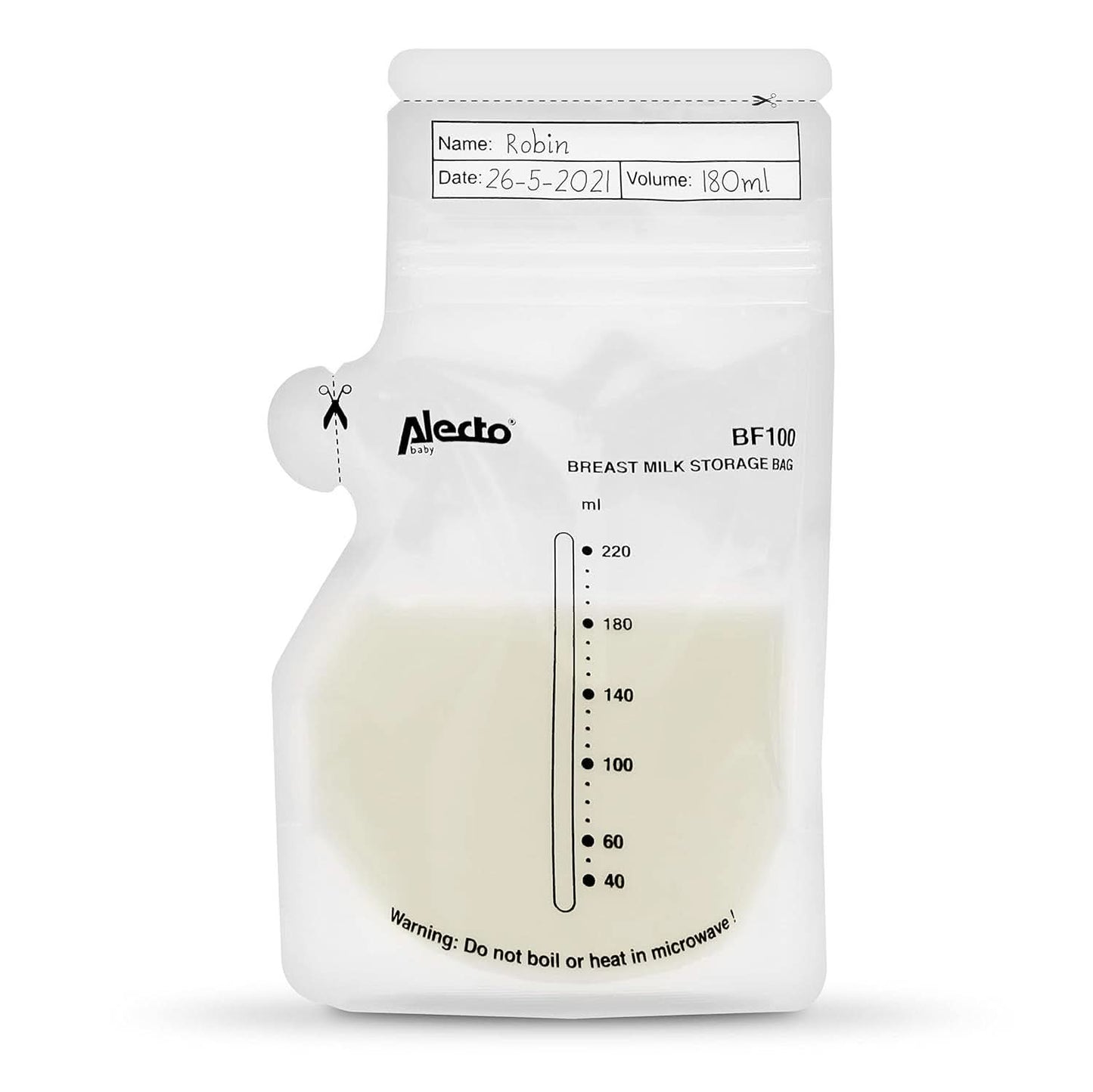 BF100 Bewaarzakje voor moedermelk - Zakje voor moedermelk - inhoud 220 Ml - 100 stuks - Transparant Voedings- en Borstvoedingsaccessoires Bebe Naty Shop