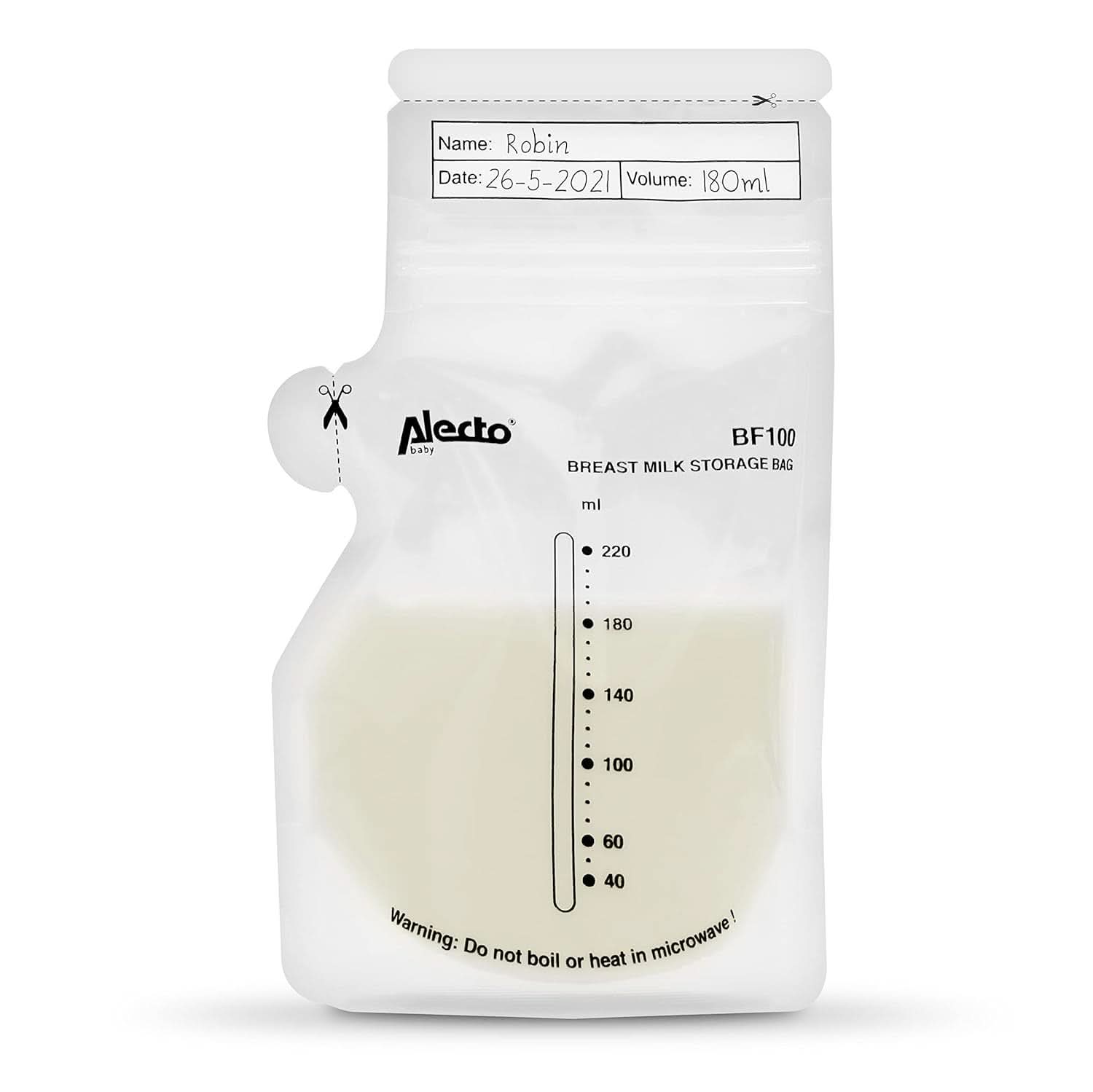 BF100 Bewaarzakje voor moedermelk - Zakje voor moedermelk - inhoud 220 Ml - 100 stuks - Transparant Voedings- en Borstvoedingsaccessoires Bebe Naty Shop