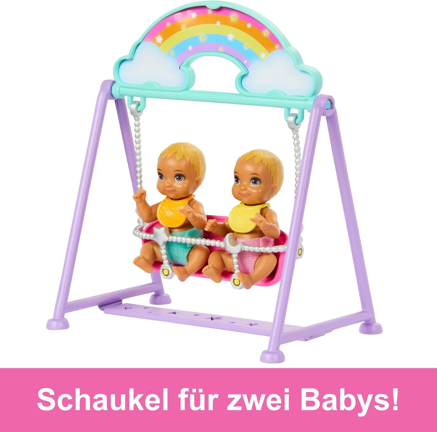 Barbie Skipper-pop en kinderkamer met accessoires, inclusief tweelingpoppen, 1 wieg, 1 schommel, 1 schommelstoel en meer, HXM99 Naty Shop Dolls