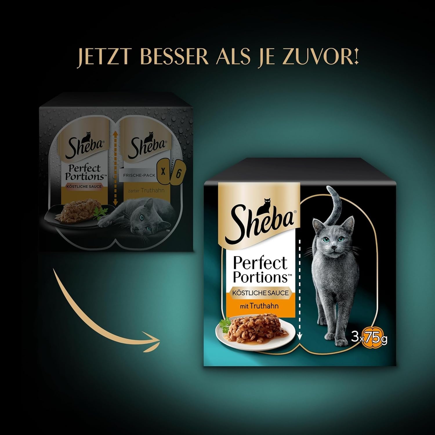 SHEBA Perfect PORTIONS saus voor katten met kalkoen 8 x 3 x (2 x 375 g)
