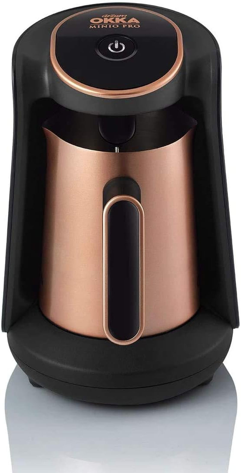 Arzum Okka Minio Turks koffiezetapparaat, Moka, 1-4 kopjes, 300 ml roestvrijstalen pot, morsbescherming, slim zetsysteem, wasbare pot, 480 W, koper