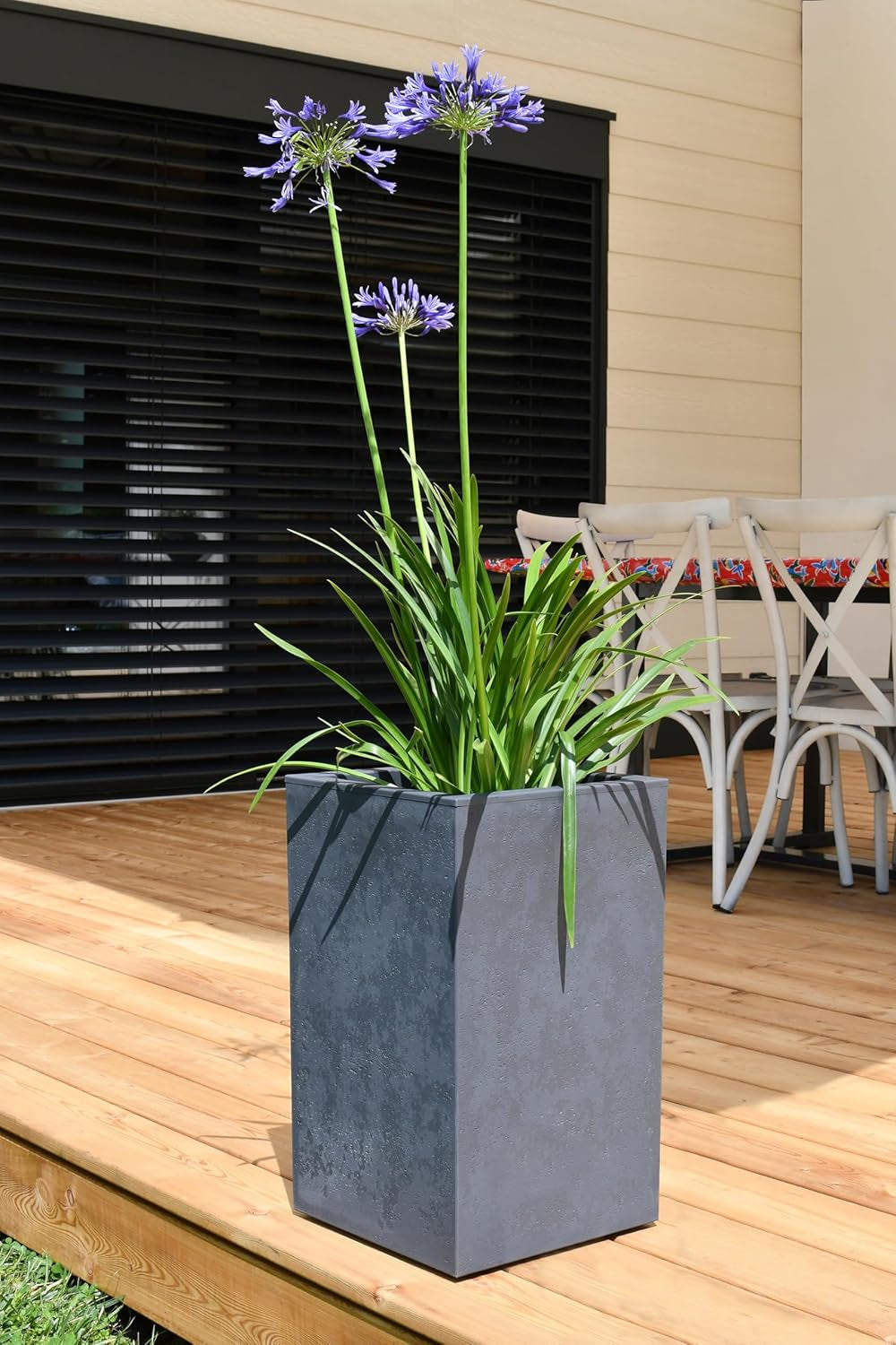 Basalt Up bloempot, vierkant, hoog, 36 l, betonlook, effen muur, watertank, 29,5 x 29,5 x 49,5 cm, antracietgrijs