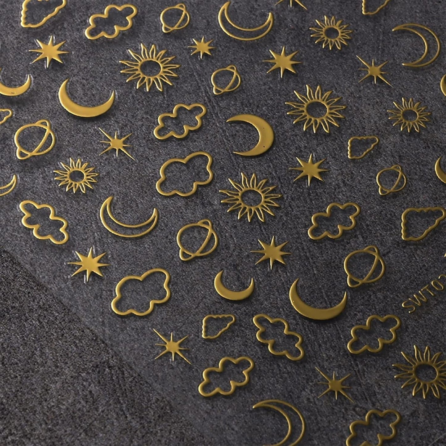 JMEOWIO Nagelsticker Mond Stern 9 Blatt Nail Art Sticker Selbstklebend Nagelaufkleber Bunter Decoratie Nageldesign Zubehör