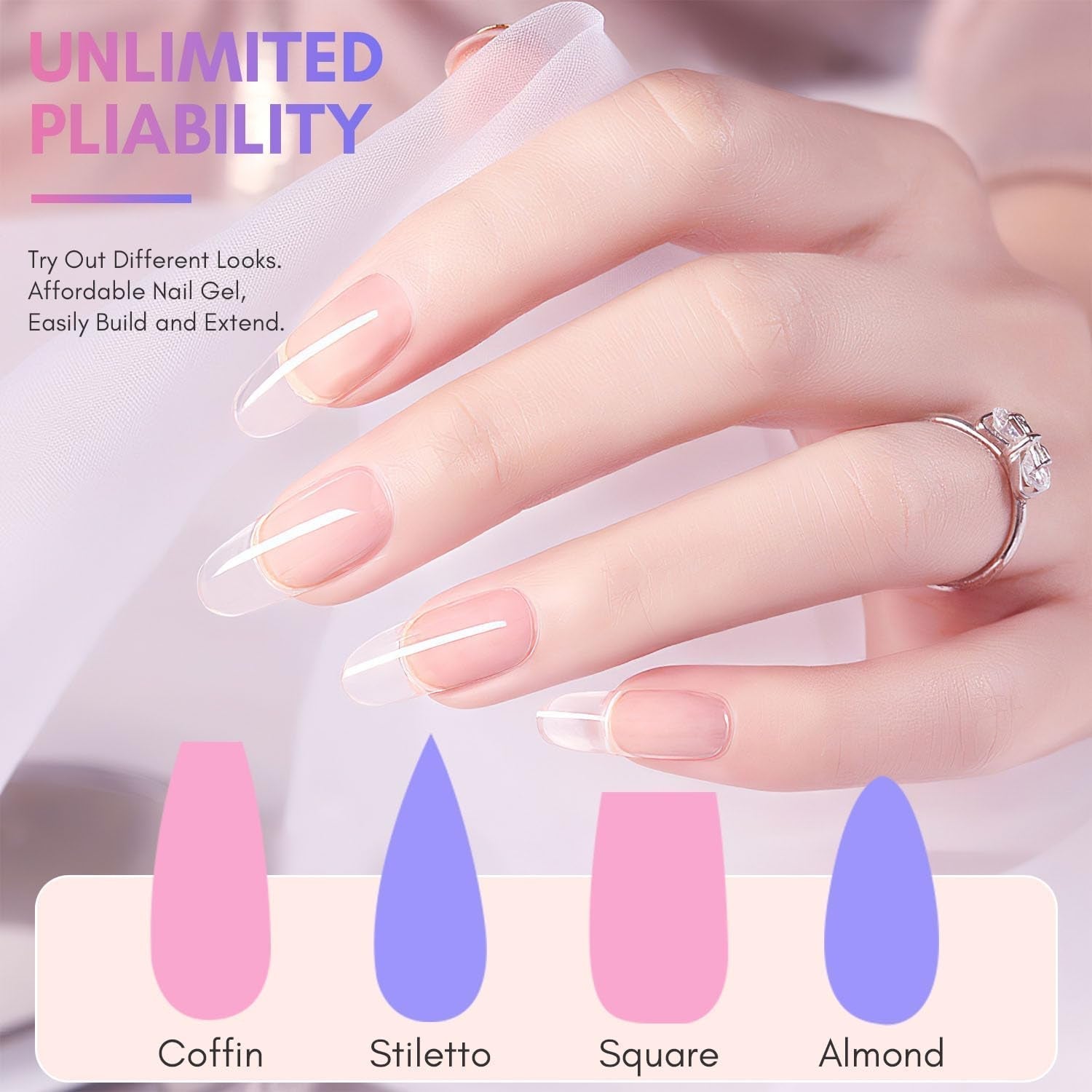 Makartt Poly Nail Extension Gel - 50 ML Extension Builder Acryl Poly Nägel Aufbaugel Extender Gel voor gelnagels voor nagelverlängerung, nagelstärkung, Nail Art Decoratie (transparant)