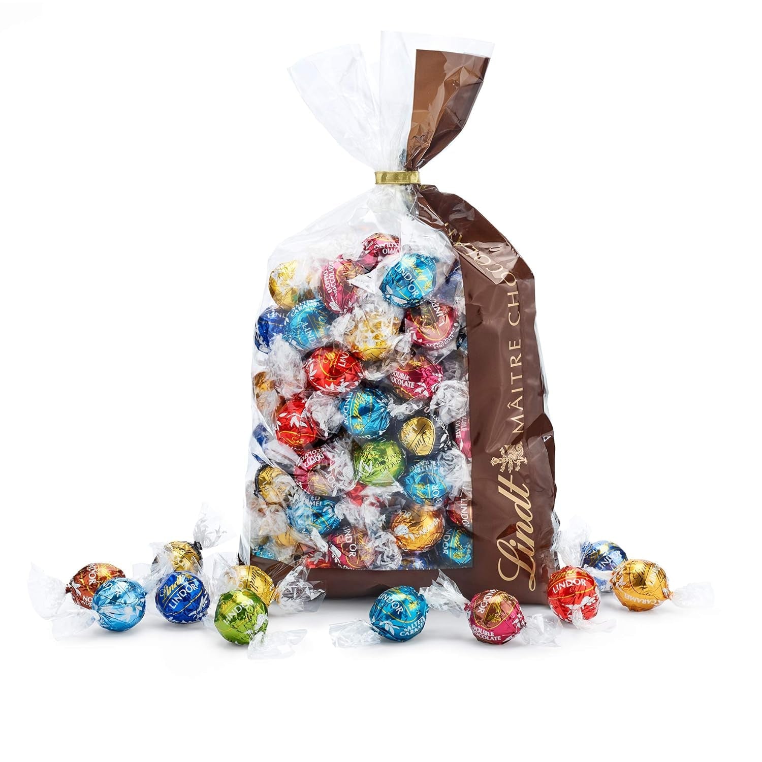 Chocolademix LINDOR | 1371 gram | Ongeveer. 109 bolletjes: Klassieke mix voor melkchocoladebolletjes en LINDOR | Ongeveer. 80 chocoladebolletjes (melk, wit, puur 60%, hazelnoot) | Grootverpakking, 1 kg