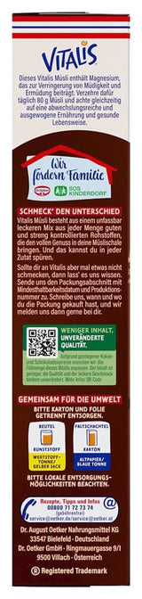 Dr. Oetker Vitalis KnusperPlus Dubbele Chocolade: Krokante muesli met melk- en pure chocolade, pakje van 7 (7 x 450g)