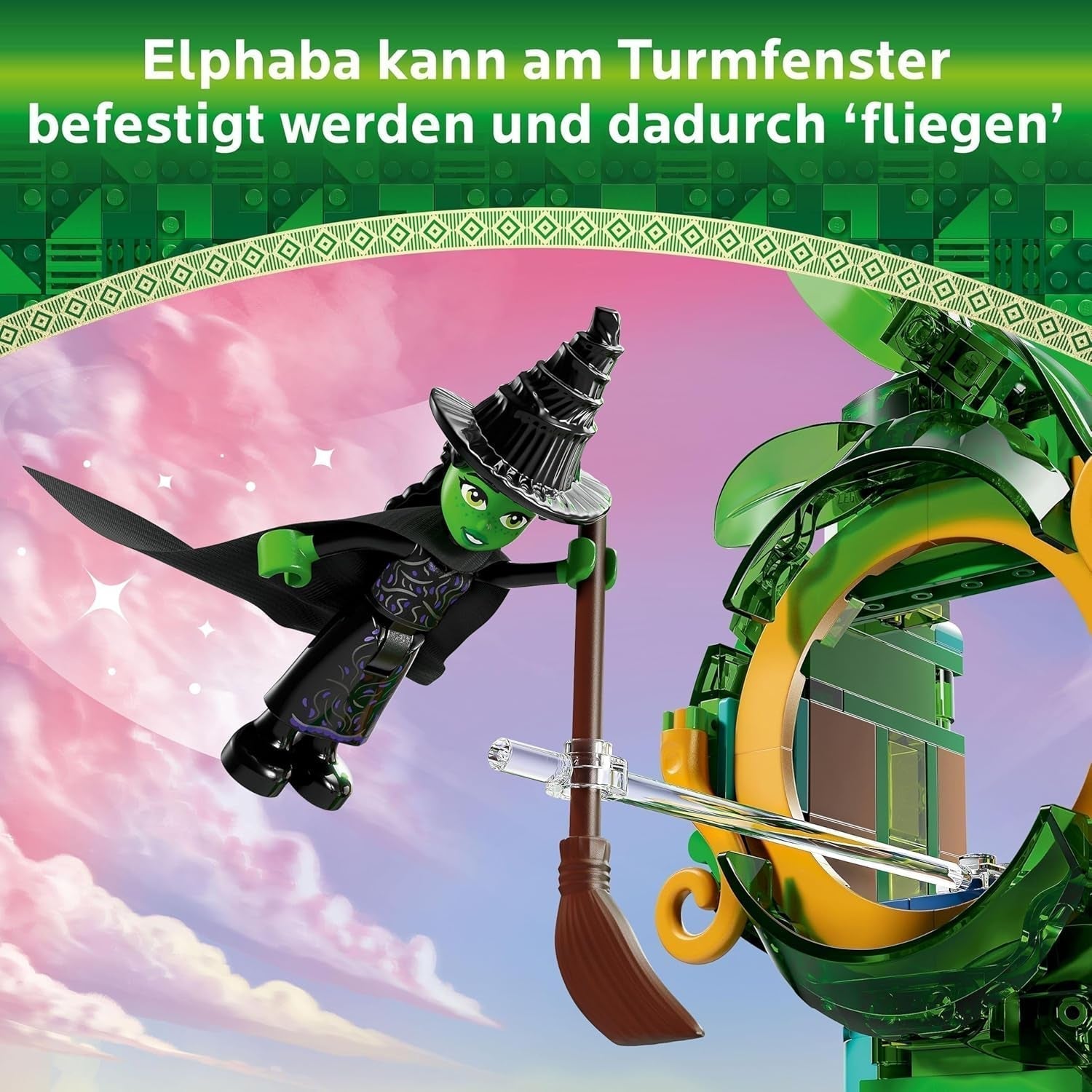 LEGO Wicked Welcome to Emerald City torenspeelgoed, minipoppen van Glinda en Elphaba, cadeau voor filmfans en meisjes en jongens vanaf 9 jaar die van poppenhuizen houden 75684 Bouwsets Besuche in LEGO-Store