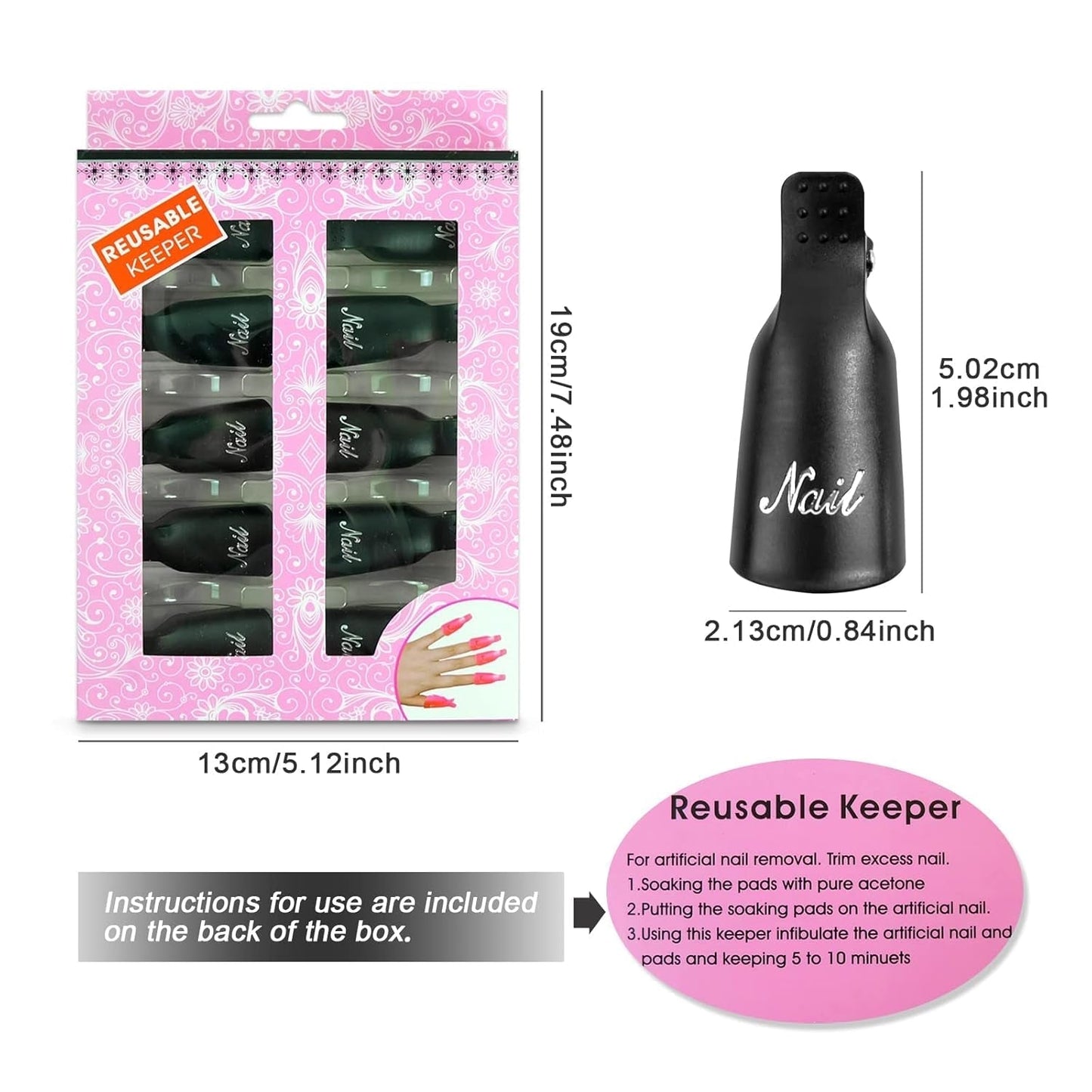 Hanyousheng Nagellackentferner Clips, Nagel Clips, 10 Stück Schwarz Nagelclips, Nagel Klammer, Nails Art Gel Cap, Losweken Clip Cap UV Gel Poliermittel Entferner Wrap Nail Tool
