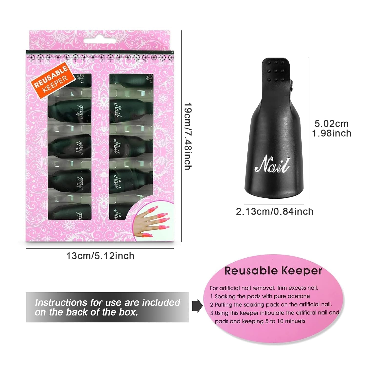 Hanyousheng Nagellackentferner Clips, Nagel Clips, 10 Stück Schwarz Nagelclips, Nagel Klammer, Nails Art Gel Cap, Losweken Clip Cap UV Gel Poliermittel Entferner Wrap Nail Tool