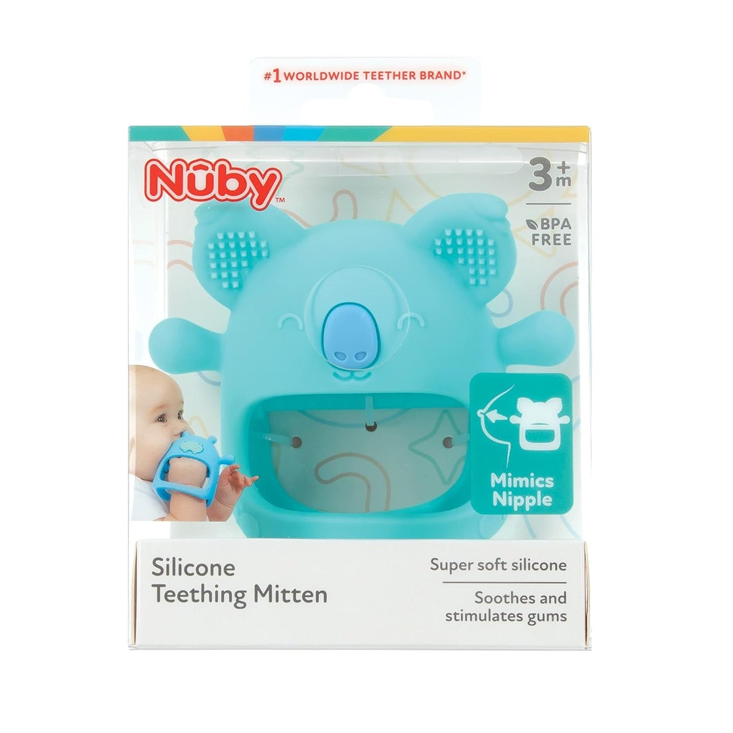 Nuby - Siliconen tandhandschoen, BPA-vrij, Blue Koala, vanaf 3 maanden