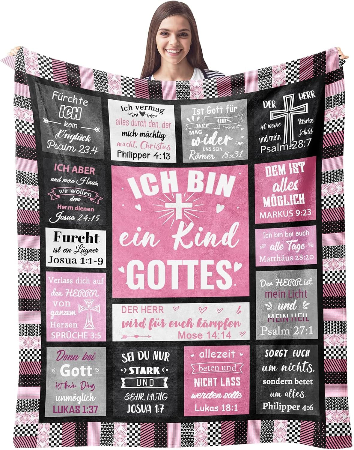 ZQYMM Christelijke cadeaus voor dames Heren, Doop-/bevestigingscadeaus voor meisjes/jongens, Inspirerend/religieus, Katholieke spirituele cadeaus, Verjaardagscadeaus voor christenen ZQYMM Bedden en dekens Roze 150*220cm
