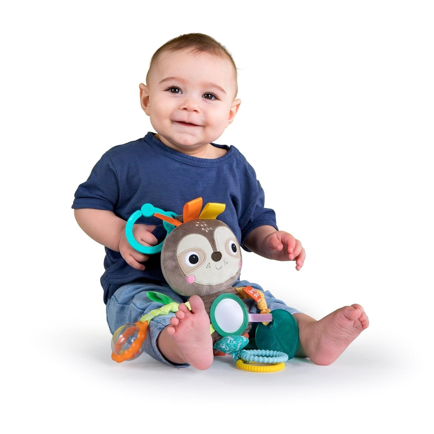 Bright Starts Kinderwagen Toy Sloth - met rammelaar, spiegel en taggie-lussen Babyspeelgoed Naty Shop Sloth