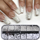 GZSY Nail Art Strasssteine ​​Nagel Perlen Weiß 12Raster Nagel Charms Nageldesign Zubehör Perle Nail Art