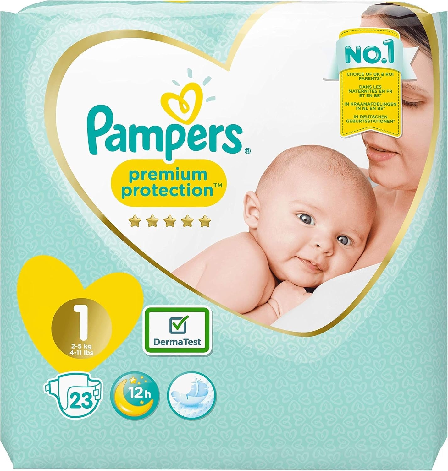 Pampers Premium Protection New Babyluiers, maat 1 (pasgeboren), 22 stuks