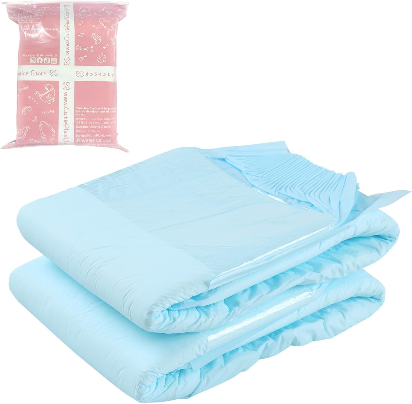 CutiePlusU luiers voor volwassenen, droog oppervlak, maximaal absorptievermogen 's nachts, wegwerpincontinentieluier - blauw, roze, wit, 3 stuks (medium 71-96cm)