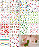 JMEOWIO Süße Nagelsticker Für Kinder 14 Blatt Nail Art Sticker Selbstklebend Nagelaufkleber Regenbogen Blumen Frucht Decoratie Nageldesign Zubehör