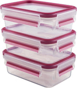 Emsa 515585 Voedselclip & Sluiting | 3-delige set | kunststof | transparant / groen | 0,55 / 1 / 2,2 liter Voedselbewaardozen Naty Shop Framboos 0,55 L