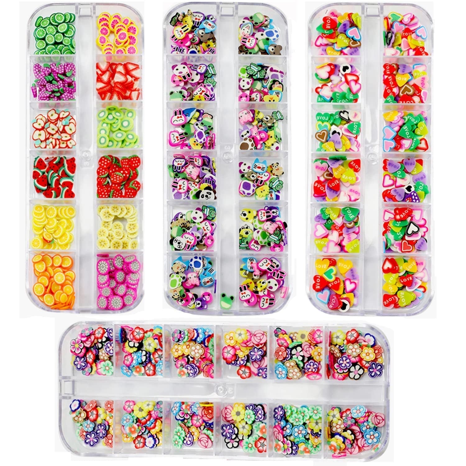 4 Set Nagel Obst Scheiben, Basicon Niedliche Obst Polymer Scheiben Obst Scheibe Nail Nagel 3D Obstscheibe Nail Art Slice voor DIY Liefert Maniküre Decoratie Schleim Zubehör Nageldekorationen, 4 Stile