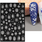 JMEOWIO Nagelsticker Weihnachten Weiß Glitter 8 Blatt Nail Art Sticker Selbstklebend Nagelaufkleber Schneeflocke Winter Holiday Decoratie Nageldesign Zubehör