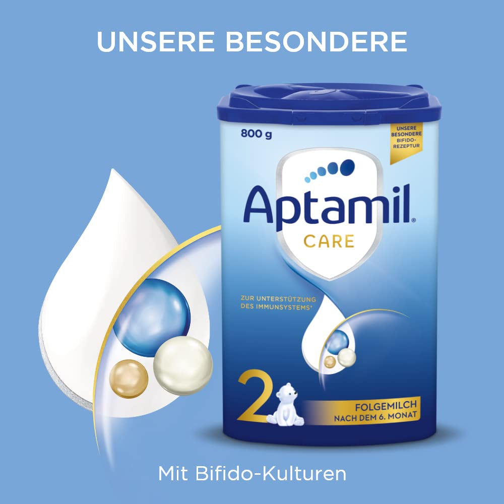 Aptamil Care 2 - Opvolgmelk na 6 maanden, met Omega 3 en 6, DHA en ARA, palmolievrij, babyvoeding, melkpoeder, 1 x 800 g (pak van 6)