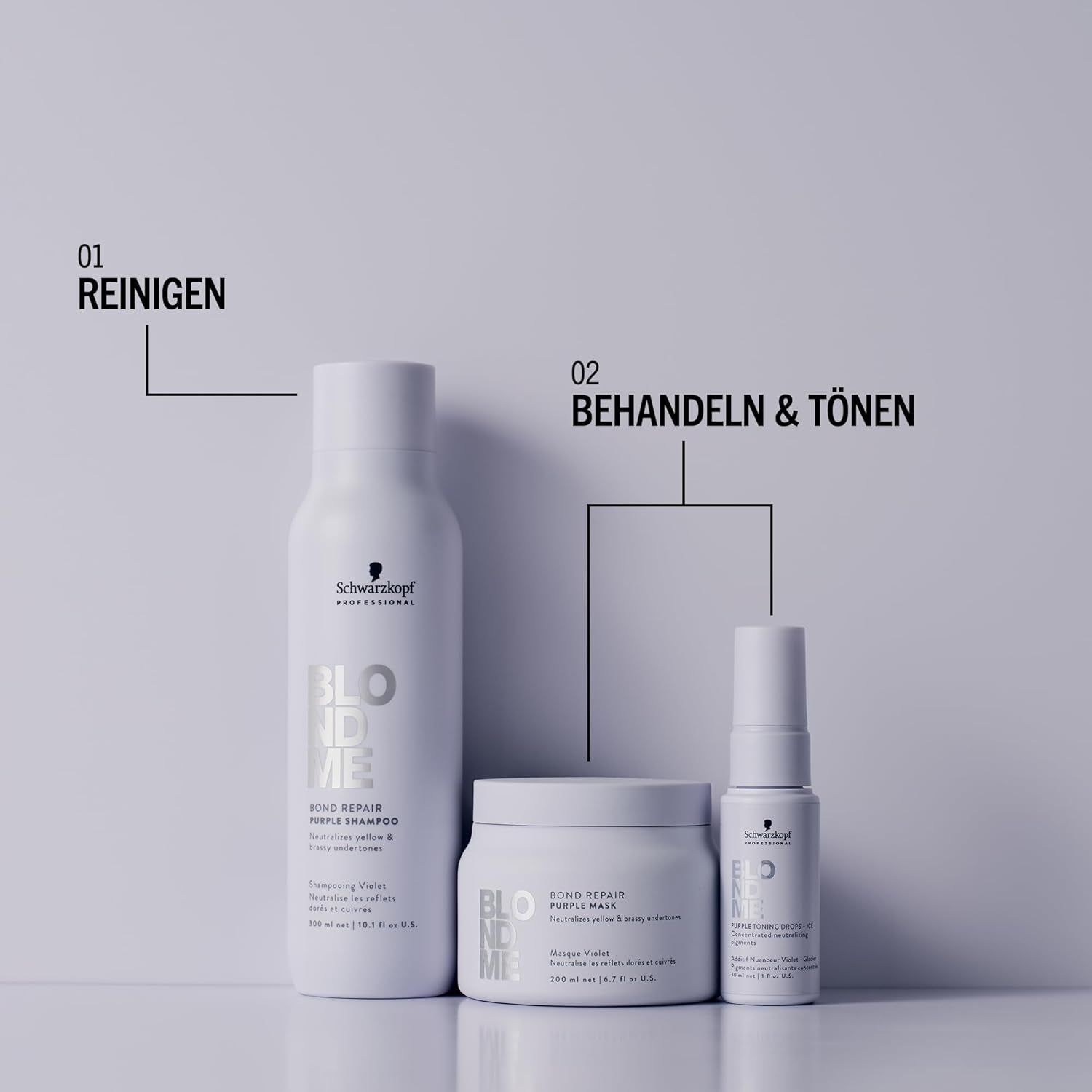 Schwarzkopf Professional BLONDME Bond Repair Purple Mask Masker voor koel haar Neutraliseert gele tinten voor geverfd, geblondeerd en licht haar Diep conditionerend en versterkend 200 ml Haarmasker Naty Shop