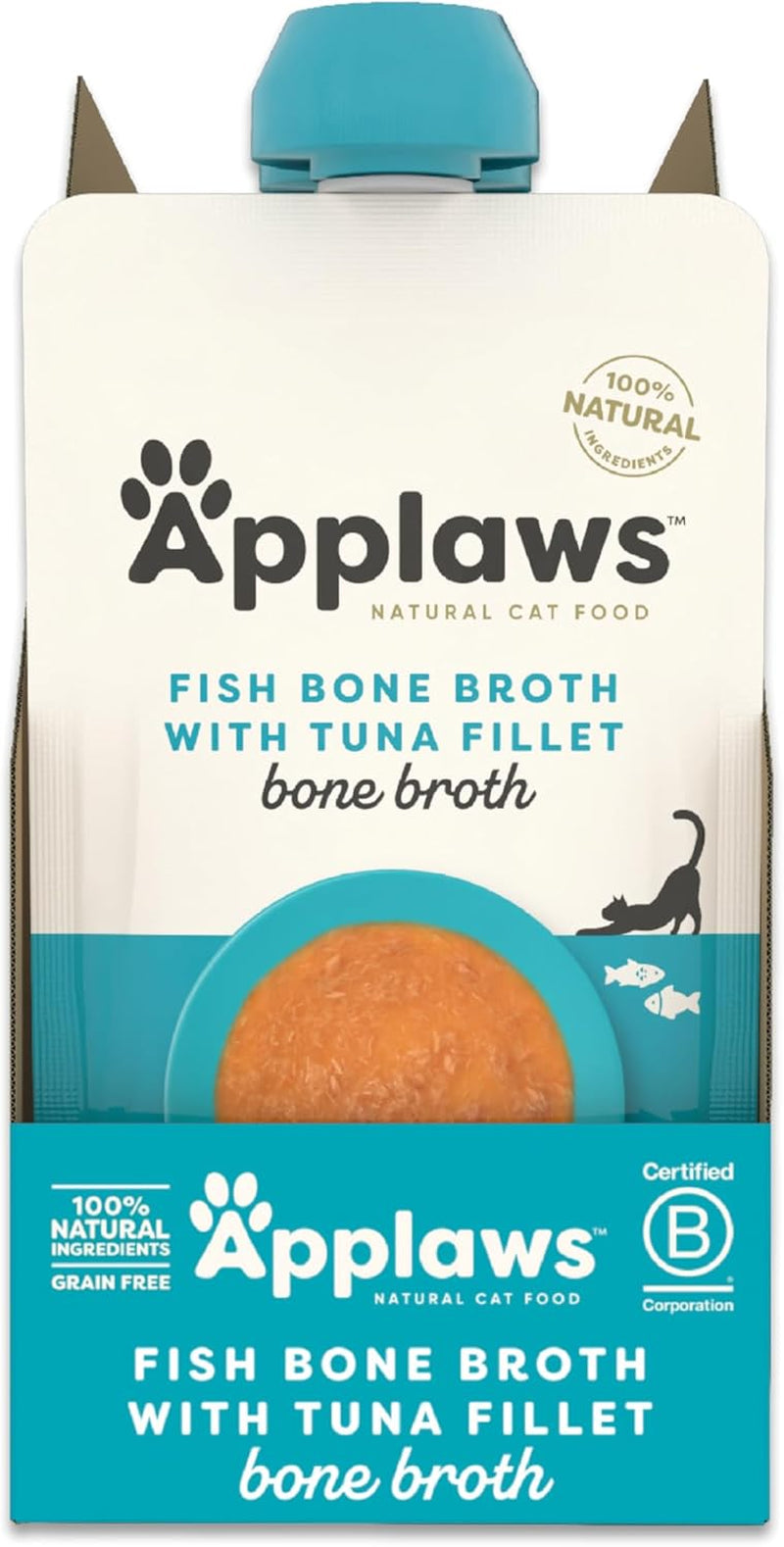 Applaws 100% natuurlijk kattennatvoer - visgratensoep met tonijn, 12 filterzakjes x 85 g