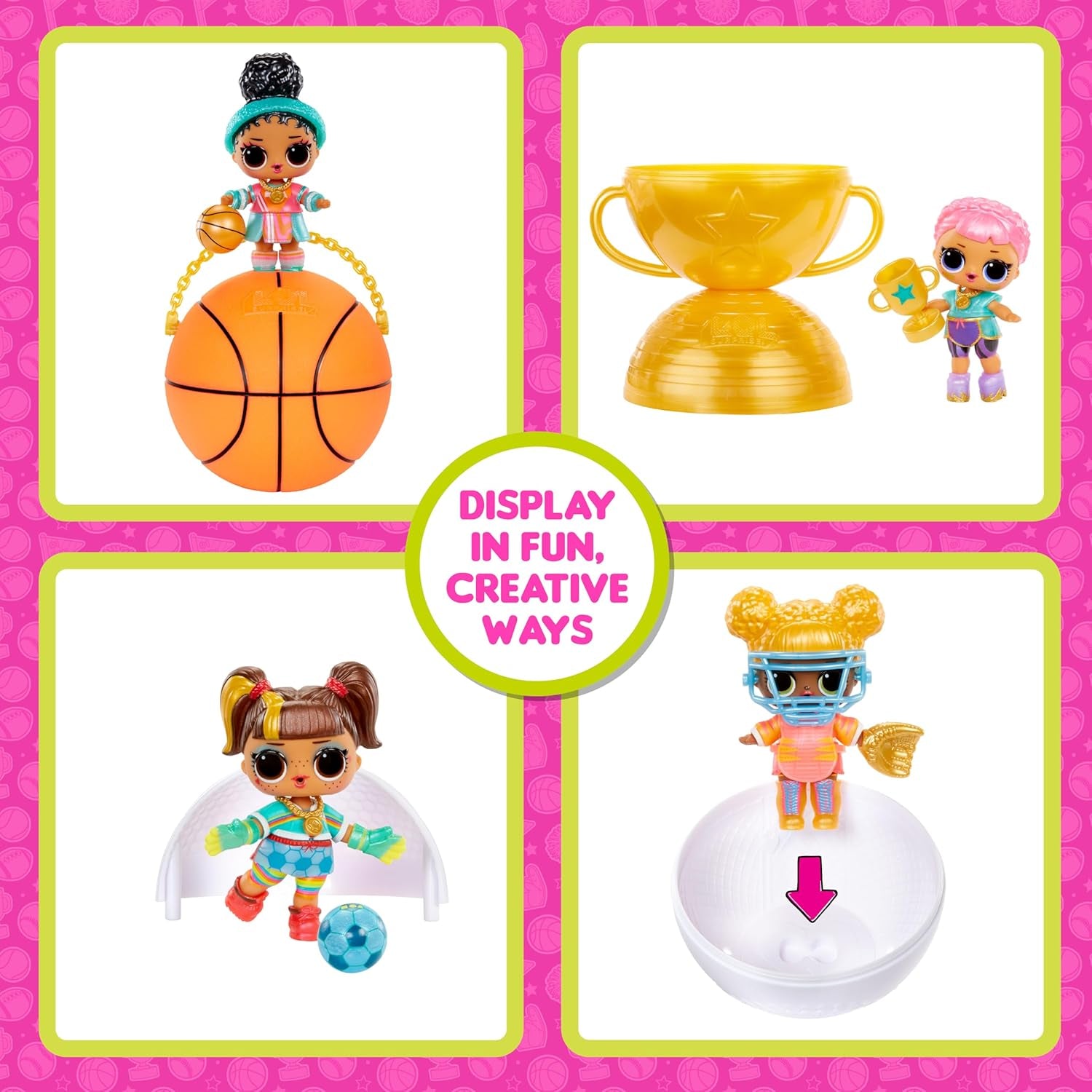 LOL Verrassing! All-Star Sports Vault Tots-collectie - Inclusief 1 pop, gepantserde verpakking, 12 verzamelpoppen, 8 accessoires voor het uitpakken, ideaal voor kinderen vanaf 4 jaar, Roze