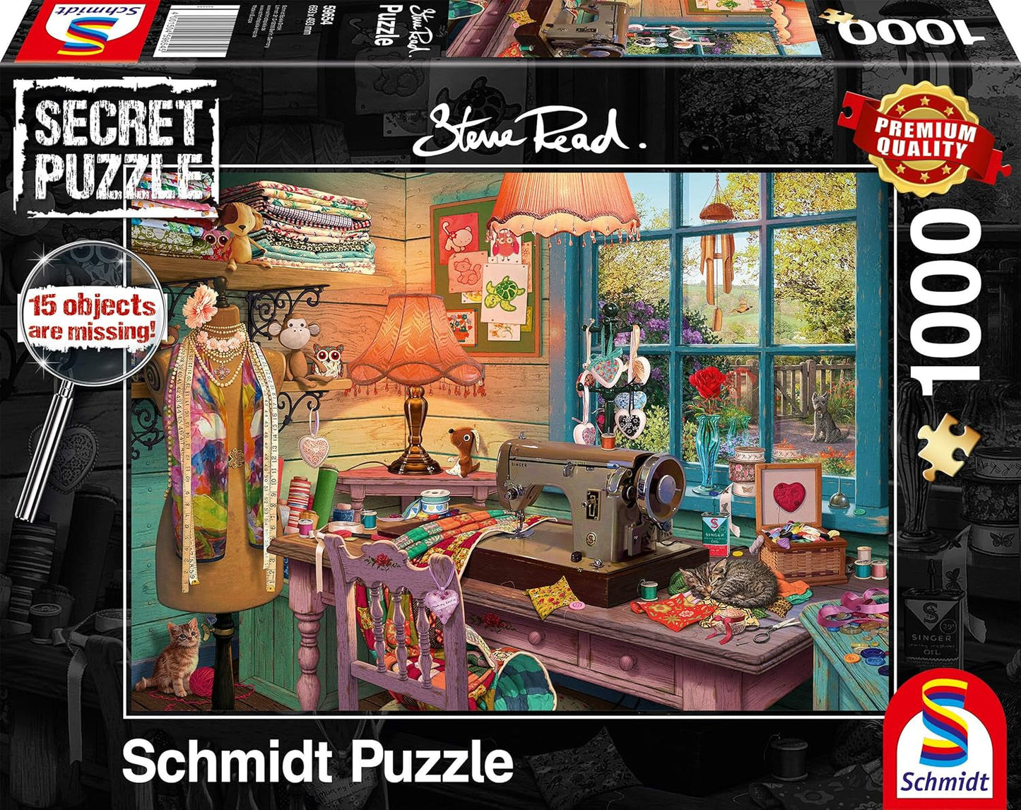 Schmidt Spiele 59654 Geheime puzzel, In het naaiatelier, puzzel 1000 stukjes Puzzel Naty Shop Standaard titel