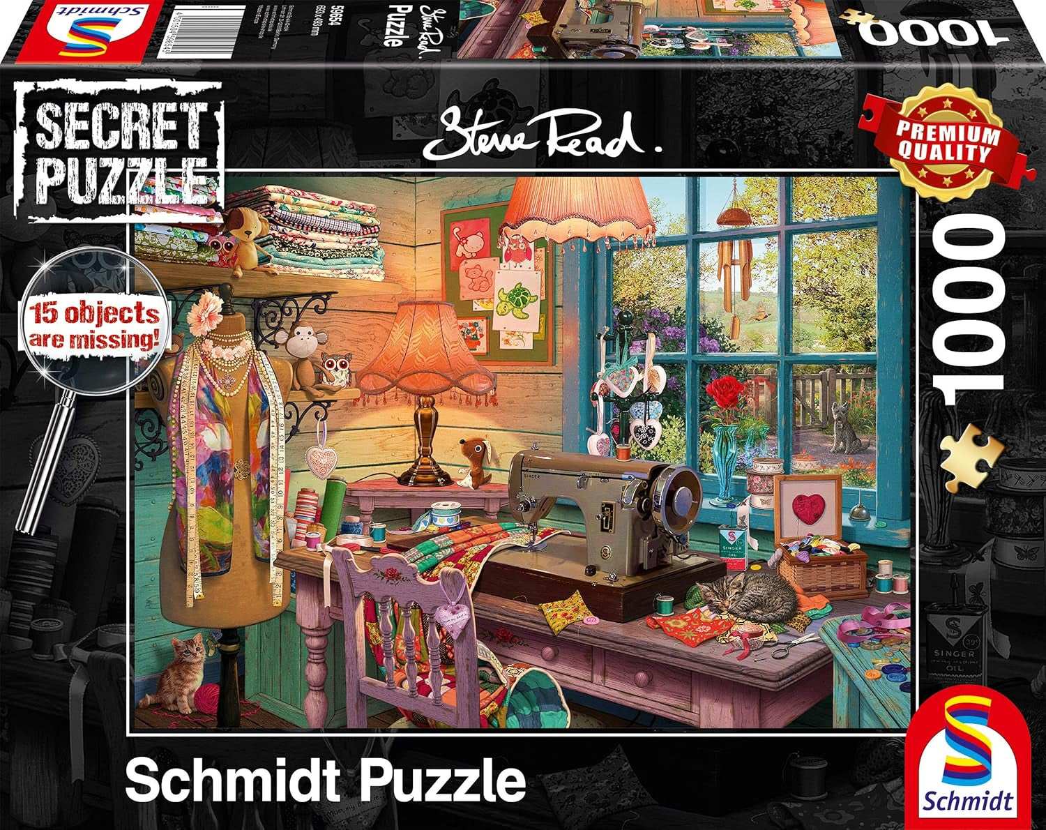 Schmidt Spiele 59654 Geheime puzzel, In het naaiatelier, puzzel 1000 stukjes Puzzel Naty Shop Standaard titel