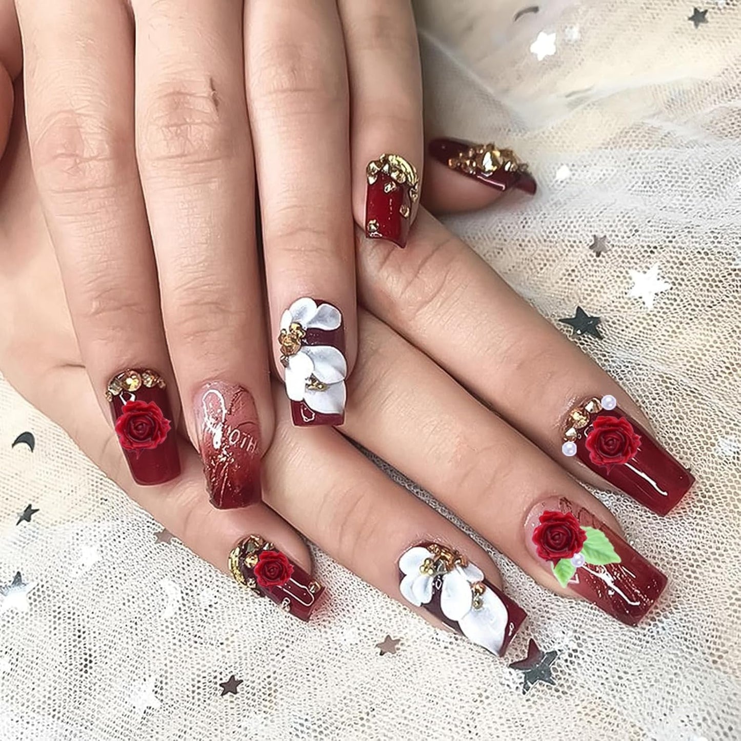 300 Stück Niedlich Blume Nail Charms, 3D Resin Floral Camelie Rose Nägel Charms Mit Perle, Gemischt Grote Bunte Flower Nägel Deko voor Frauen Nail Art Zubehör