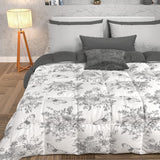 PETTI Artigiani Italiani - Winterquilt, Winterquilt, Eenvoudige quilt, Dubbelzijdig, Monocolor en digitaal printen, 100% hypoallergene microvezel, Made in Italy Quilts en quilts Naty Shop Botanic 03 Grijs Eenpersoonsbed