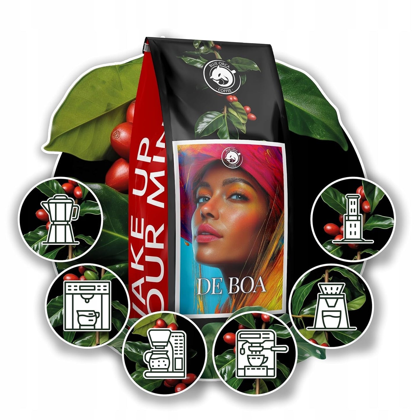 Gemalen koffie DE BOA 1KG | 100% Arabica | met hints van chocolade en noten | medium gebrande koffiebonen, lage zuurgraad | ideaal voor espressomachines | Blue Orca koffiebranderij
