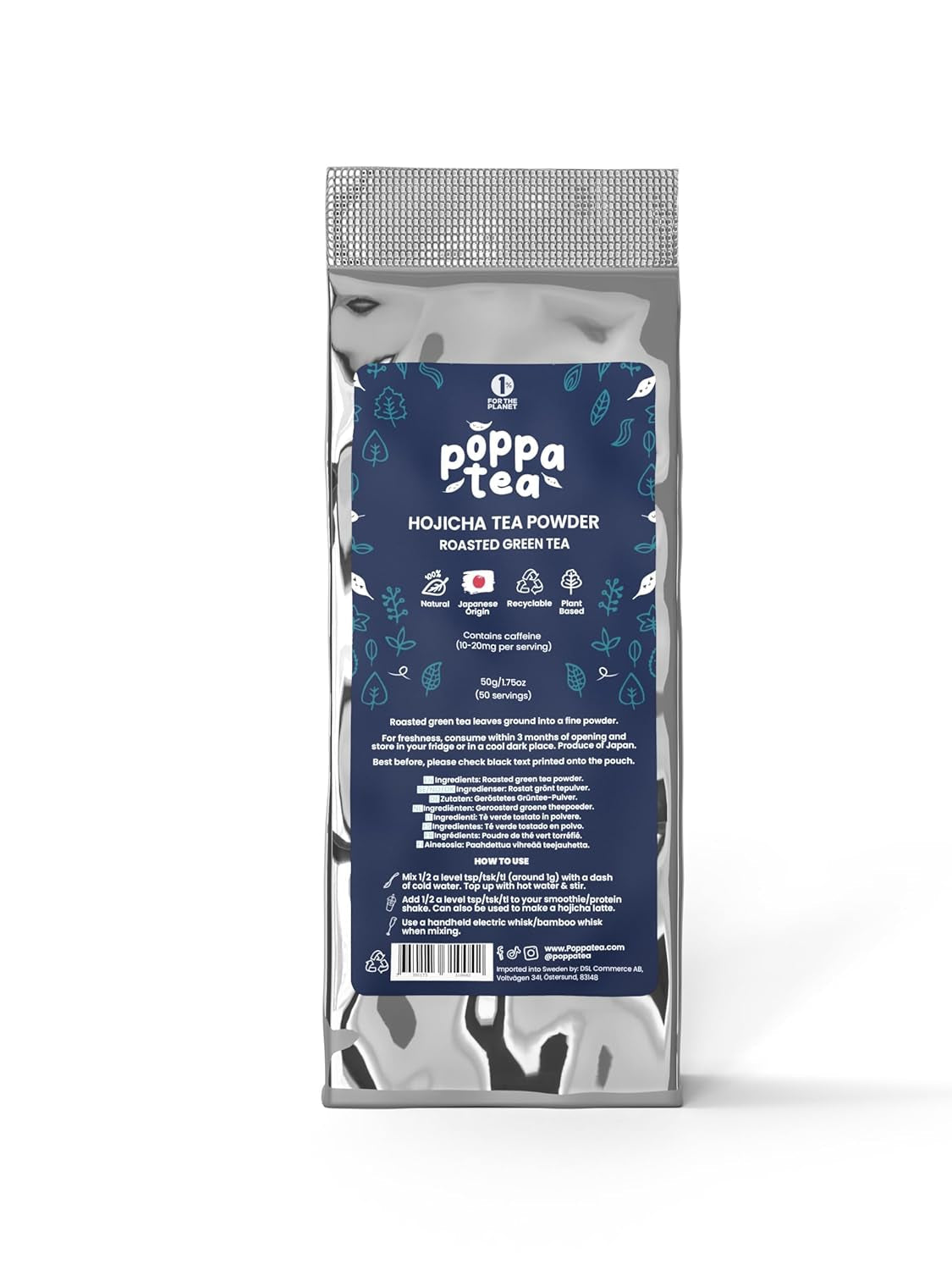 Poppatea Hojicha theepoeder - geroosterde groene thee (navulzakje van 50 g)