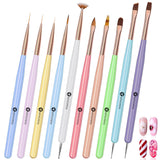 10 Stück Nail-Art-Pinsel, Nagel-Gel-Nagellack-Malpinsel, Zeichenstift, Nagel-Liner-Pinsel en Nagel-Dotting-Stift voor Gel-Nagellack, DIY, Maniküre, Salon Zu Hause