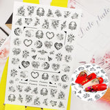 7 Blätter Nagelsticker Selbstklebend Nagelsticker Blumen Abstrakt 3D Schwarz Nagelaufkleber Nageldesign Herzform Wörter Pflanzen Nagelsticker DIY Nail Art Zubehör Maniküre Decoratie