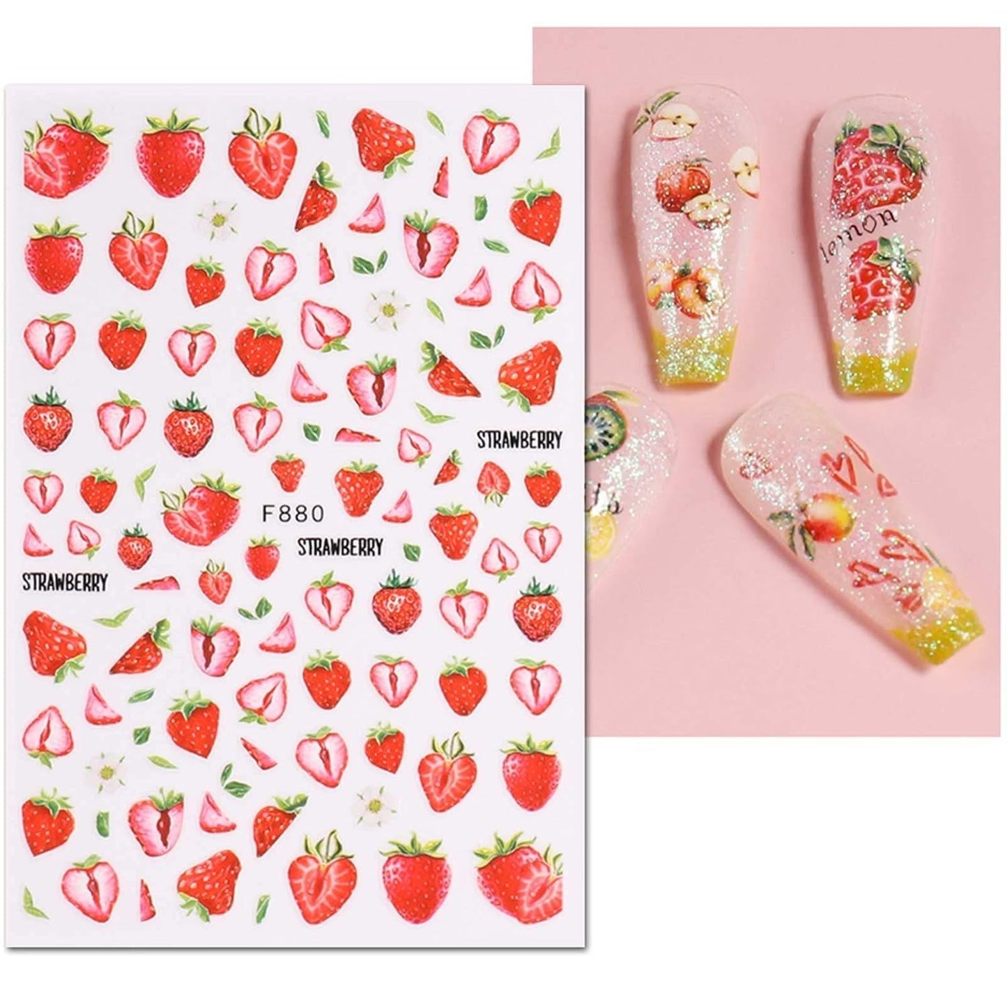JMEOWIO Nagelsticker Sommer Frucht 9 Blatt Nail Art Sticker Selbstklebend Nagelaufkleber Zitronen Decoratie Nageldesign Zubehör
