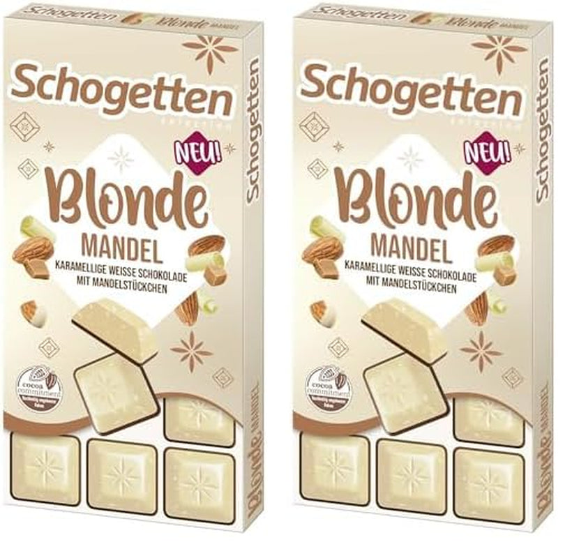 Schotten Blonde Amandel | Witte chocolade met karamel en amandelstukjes | 100 gram | Handig geportioneerd (pak van 2)