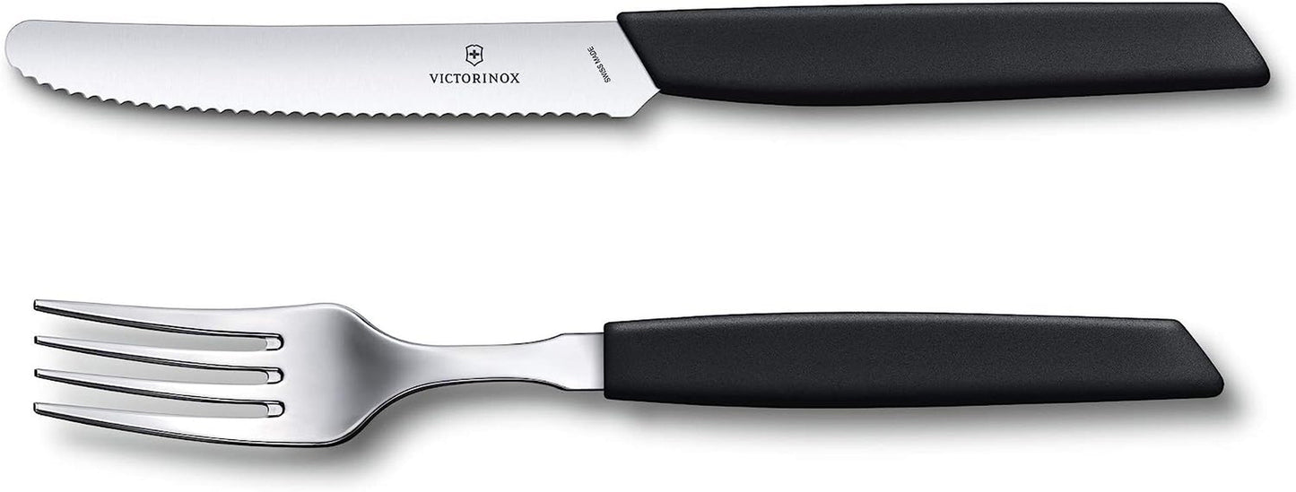VICTORINOX moderne Zwitserse bestekset voor 6 personen 12-delige keuken Naty Shop zwart