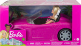 Barbie-pop en roze glitter-cabriolet, realistische banden, logo, speelgoed voor kinderen vanaf 3 jaar, DJR55