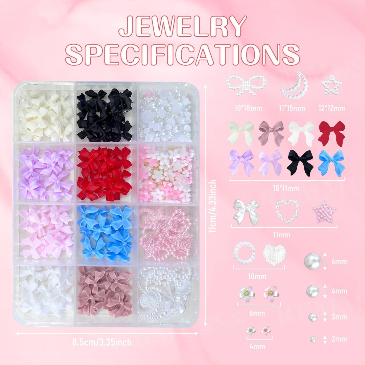3D Nail Art Decoraties, 1 Doos Nail Art Charms, Gemengde Stijl Bloem Hart Strik Nail Art Charms, Hars Nail Art Decoraties, Voor Nail Art Decoraties, DIY Craft Accessoires