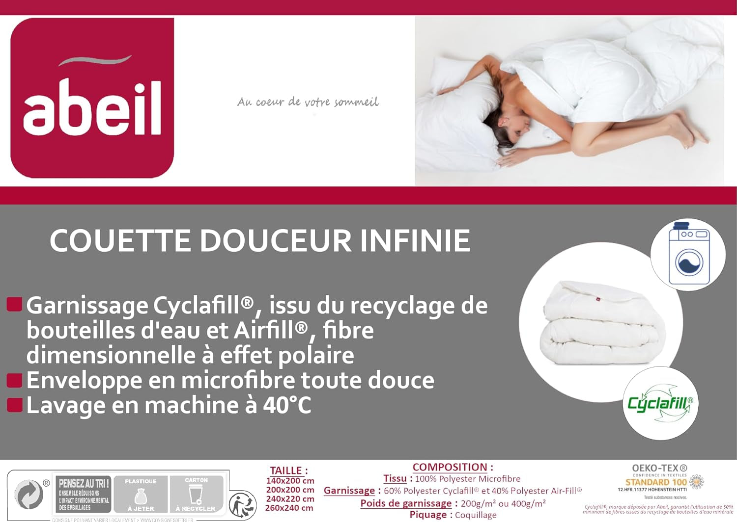 15000000534 Douceur Infinie Quilt, licht, polyester, wit, wit, 240 X 260 cm Quilts en quilts Naty Shop