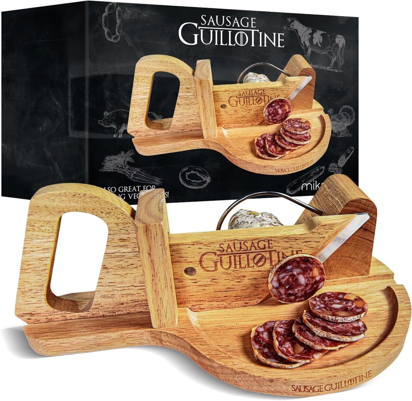 Traditionele worstsnijder - Worstguillotine - 30 X 19 X 12 Cm - Massief houten raspen en snijmachines Naty Shop Standaardtitel