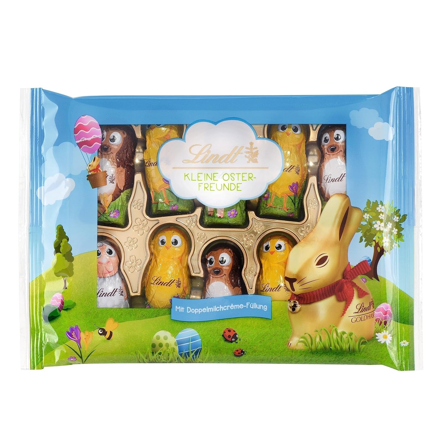 Lindt Kleine paasvriendjes met chocolade | 2 x 100 g | 10 leuke Lindt paasvriendjes | Fijne Dubbele Melkcrème in Alpenmelkchocolade | Paaseieren voor kinderen | Geschenk van chocolade