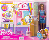 Barbie Fashion Boutique speelset - pop met foliepatroon, meer dan 150 originele looks, inclusief 2 blouses en 5 folievellen, kledingstandaard en creditcardlezer, vanaf 3 jaar, HKT78